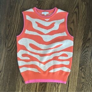 THML Orange and White Crewneck Sweater Vest
